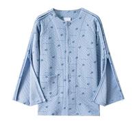 Patient Care Clothes, Post Shoulder Surgery Shirts Recovery Long Sleeve Full Open Dialysis Chemo Clothing Patient Nursing Tear Away Pants(Blue Top,XL)