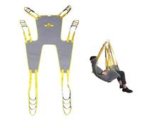 Patient Lift Sling - 6-Point Adjustable Full Body Mesh Transfer Harness with Head Support & Toileting Opening, 500 lb Capacity for Home and Facility Use