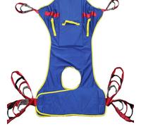 Patient Lift Sling for Toileting, Heavy Duty 500 lbs, 6 Loop Adjustable Positioning Straps, High Back Support with Plastic Insert, Open Seat Split Leg Design for Easy Wheelchair & Bathroom