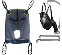 Patient Lift Sling, Full Body Mesh Sling with Head Support and with Commode Opening,Toileting Sling, Transfer Blanket for Elderly, Disabled Bed Positioning and Bathing