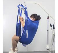 Patient Lift Toileting Hoist Sling, Mesh Universal Patient Full Body Lift Sling with Commode Opening Divided Leg Shower Sling Medical Transfer Belt for Elderly Disabled Bedridden Patients(Blue,Large)