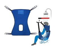 Patient Lift Toileting Sling Large Mesh Sling for Shower Home Use Electric Transfer Belt with Head Support Medical Handicap Commode Full Body Sling (Blue)