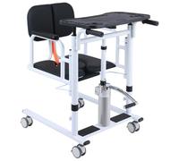 Patient Lift Transfer Chair, 180° Split Seat, Portable 4-in-1 Wheelchair with Bedpan, Hydraulic Lifting for Elderly and Disabled