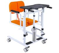 Patient Lift Transfer Chair, 180° Split Seat, Portable 4-in-1 Wheelchair with Bedpan, Hydraulic Lifting for Elderly and Disabled