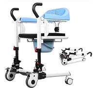 Patient Lift Transfer Machine, Multifunctional Wheelchair 4 in 1 Folding Transfer Chair, Adjustable Nursing Lift for Patients, Wheeled Toilet Chair Bathroom Chair for The Elderly