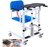 Patient Lift Transfer Machine, Toilet Chair,Bathroom Wheelchair Transfer Chair W/ 180° Split Seat & Bedpan, Multifunctional Shower Chair Commode Manual Wheelchair for Nursing Elderly, Patient,