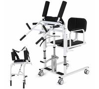 Patient Lift Wheelchair, 180° Split Seat, Stand Assist Machine, 41-65cm Height Adjustable, Transfer Patient Lift Chair, Weight Capacity 200kg, Shower Chair for Home,Black
