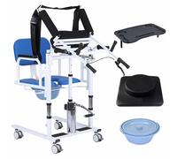 Patient Lift Wheelchair, 180° Split Seat, Stand Assist Machine, 41-65cm Height Adjustable, Transfer Patient Lift Chair, Weight Capacity 200kg, Shower Chair for Home,Blue