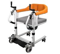 Patient Lift Wheelchair for Home, 4 in 1 Transfer Chair W/ 180° Split Seat, Bedside Commode W/Potty, Manual Home Lifter for Elderly, Weight Capacity 330Lb