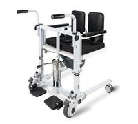 Patient Lift Wheelchair Transfer Chair for Disabled, with Split Seat/commode/cushion/360° Locking Wheels/seat Belt, Adjustable 43-63cm Seat Height, 331lb Load, Move Safely,for Elder