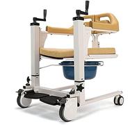 Patient Lift Wheelchair Transfer Chair for Home, Portable Steel Transport Wheelchair Patient Lift Aid w/180° Split Seat, Bedside Commode Chair w/Potty for Seniors Disabled Elderly