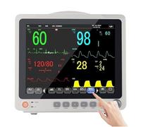 Patient Monitor, Multiparameter ECG Monitor with 12" Touchscreen, 3 Working Modes, USB Data Interface, Oxygen Saturation, Blood Pressure for Hospital Wards