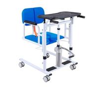 Patient Transfer Chair 4 in 1 Portable Wheel, 180° Split Seat, Multifunctional Home Use Toilet with Cushion, Hydraulic Lifting Nursing Cart for The Elderly(Blue)
