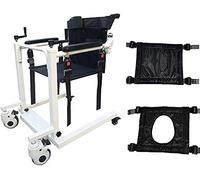 Patient Transfer Chair Handicap Wheellift Machine,Self-Service Lift Machine with Soft Seat and Toilet Seat,360°Universal Wheel,Disabled People Manual Wheel,B