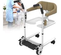 Patient Transfer Chair Handicapped Elderly Commode Bath, Multifunctional Old Man Nursing Wheellift for Nursing Paralyzed Elderly,Lift,Brown