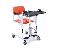 Patient Transfer Chair Hydraulic Lift For Home W/180° Split Seat And Potty, Dining Table Portable Transport Wheelsteel Toilets Seat Aid For Elderly Height Aadjustable (Orange)