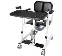 Patient Transfer Chair Hydraulic Lift with 180° Split Seat Cushion for Home Nursing and Bathroom Use