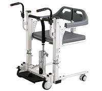Patient Transfer Chair Lift, Commode, Shower Elderly with 180° Split Seat, Portable Transport Wheelcommode Wheels for Handicapped, 290Lb Weight Capacity