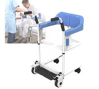Patient Transfer Chair Lift for Home,Portable Transport Wheelmanual Lift Lift Aid with 180°Split Seat for Seniors Disabled Elderly,Brown (Blue)