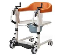 Patient Transfer Chair Manual Lift for Home, 180° Split Seat with Potty, Adjustable Height, Multi-Function Handicapped & Disabled Bathroom Wheel