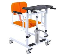 Patient Transfer Chair Portable 4 in 1 Shower 180° Split Seat Wheeladjustable Lifting Height Aid W/Potty Dining Table for Home Elderly(Orange)