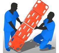 Patient Transfer Spine Board Stretcher, Foldable with Safety Straps, Water-Resistant Rescue Backboard for Emergency Medical Use