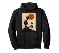 Patiently Waiting Skeleton Japanese Ukiyo-e Gothic Graphic Pullover Hoodie