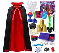 PATIFEED Magic Kit, Magic Tricks with Magician Costume for Kids, Magic Set for Kids Ages 6 7 8 9 10 11 12 Year Old