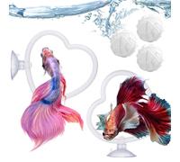 Patifirst Betta Toys - 2-Piece with Suction Cup Interactive,Betta Training Rings for Fish Tank | for Habitat Beginner Keepers Play Training Swimming Feeding