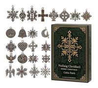 Patifirst Christmas Advent Celtic Faith | 2D Acrylic Holiday Decoration 24 Days - Pendants Advent Countdown Calendar,for Wreath Front Door Office Living Room Bedroom Wall Window Sill Mantel Garden