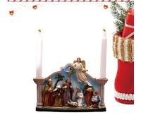 Patifirst Christmas Candle Holder, Christmas Candlestick Statue, Resin Nativity Statue Ornament Catholic Christian Home Candle Holder Decor for Fireplace Mantle Table Holiday