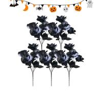 Patifirst Fake Black Flowers,Halloween Floral Arrangements - Gothic Realistic Floral with Stems for Bathroom Bedroom Party Centerpieces Graduation