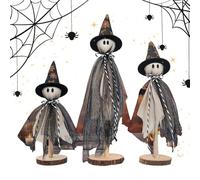 Patifirst Halloween Ghost Decor, Spooky Ghost Halloween Figurine | Decorations Rustic Wooden Sculpture for Men Women Workplace Table Desk Party Shelf Holiday Home