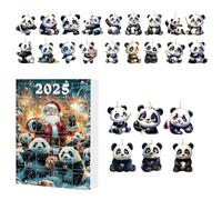 Patifirst Panda Christmas Advent | Panda Ornaments Countdown Calendar 24-Day 2025 | 2D Acrylic Animal Charm for Kids Adults Party Favor Christmas Tree Car Rearview Mirror Seasonal Decor
