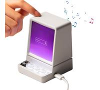 Patifirst Phone Speaker Stand, Induction Audio Cellphone Mount, Portable Computer Shape Phone Stand with Wireless Speaker and RGB Light for Study Room, Bedroom, Workplace, Travel