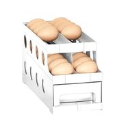 Patifirst Rolling Egg Dispenser - 2 Tiers Automatic Rolling Egg Container | Space-Saving Tray for Collecting Shelf Kitchen Home Organizing Fridge