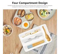 Patifirst Silverware Tray - Flatware Organizer - 4 Compartment Storage Box for Kitchen Cabinet Home Apartment Cooking House Spoons Dorm Camping College