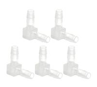 PATIKIL 0.2" Plastic Hose Barb 90 Degree Elbow, 2 Pack L-Barb Fittings 2 Way Equal Barbed Joint Connector Splicer Mender Hose Adapter Union Adapter for Aquarium Fuel Gas Liquid Air