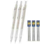 PATIKIL 0.3 mm Mechanical Pencil Set with Lead Refills, Metal Drafting Pencil Artist Lead Holder for Drawing Writing Sketching Marking Art, Silver