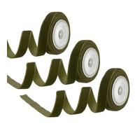 PATIKIL 0.35 Inch x 2.18 Yards Velvet Ribbons, 3Pcs Single Faced Vintage Velvet Ribbons Spool Perfect for Decor Gift DIY Wrapping Craft Wedding Hair Bow, Army Green