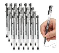 PATIKIL 0.35mm Gel Pens, 24 Pack Black Ink Retractable Rollerball Pens Fine Point Smooth Writing Quick Dry Larger Ink Capacity for Home Office Business Art Writing Note, Clear AGPB6905A