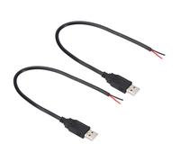 Patikil 0.3M/1Ft USB 2.0 A Male Plug Bare Wire Cable, 2 Pcs 18AWG 5V 5A USB A Plug to 2 Pin Bare Wire Open End Connector for DIY Equipment Repair