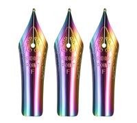 PATIKIL 0.5 mm Line Width Fountain Pen Nib Replacement, 3 Pack 304 Stainless Steel Special Spare Ink Dip Calligraphy Pen Nib for Drawing Writing Signing, Colorful(F Tip)