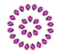 PATIKIL 0.5" Sew on Rhinestones, 50 Pcs Tear Drop Crystal Rhinestones Pointback Gem Stones Metal Flatback for Craft Shoes Dress Clothes Earring Belt Sewing Decoration, Rose Red