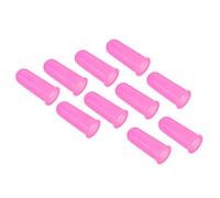 PATIKIL 0.59 Inch Rubber Finger Tips, 10 Pack Silicone Thumb Fingertip Protector Covers Guard Finger Grips Thimble for Office Counting Sorting Sewing, Pink Small Size