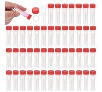 PATIKIL 0.5mL Plastic Cryogenic Vial, 48Pcs Frozen Test Tube Graduated Vial Container Storage Screw Cap for Lab Laboratory Science, Red Clear