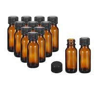 PATIKIL 0.5oz(15ml) Glass Sample Bottles, 12Pcs Round Bottle Dispensing Bottles with Black Poly Cone Cap for Reagent Liquids, Essential Oils, Perfume, Amber