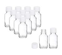 PATIKIL 0.5oz(15ml) Glass Sample Bottles, 12Pcs Round Bottle Dispensing Bottles with White Poly Cone Cap for Reagent Liquids, Juice, Perfume Ginger Shots, Transparent