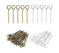 PATIKIL 0.6 Inch Eye Pins, Jewelry Making Headpins Straight Pins Findings Bendable for DIY Craft Bracelet Necklace Earring Pendant Making Supplies-400Pcs(Silver Bronze)