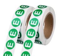 PATIKIL 0.6" Letter Stickers, 1200Pcs Alphabet Stickers Letter E Round Labels Small Vinyl Self Adhesive Label Circle Decals 2 Roll Capital Initial for Office Home Organize Inventory, Green